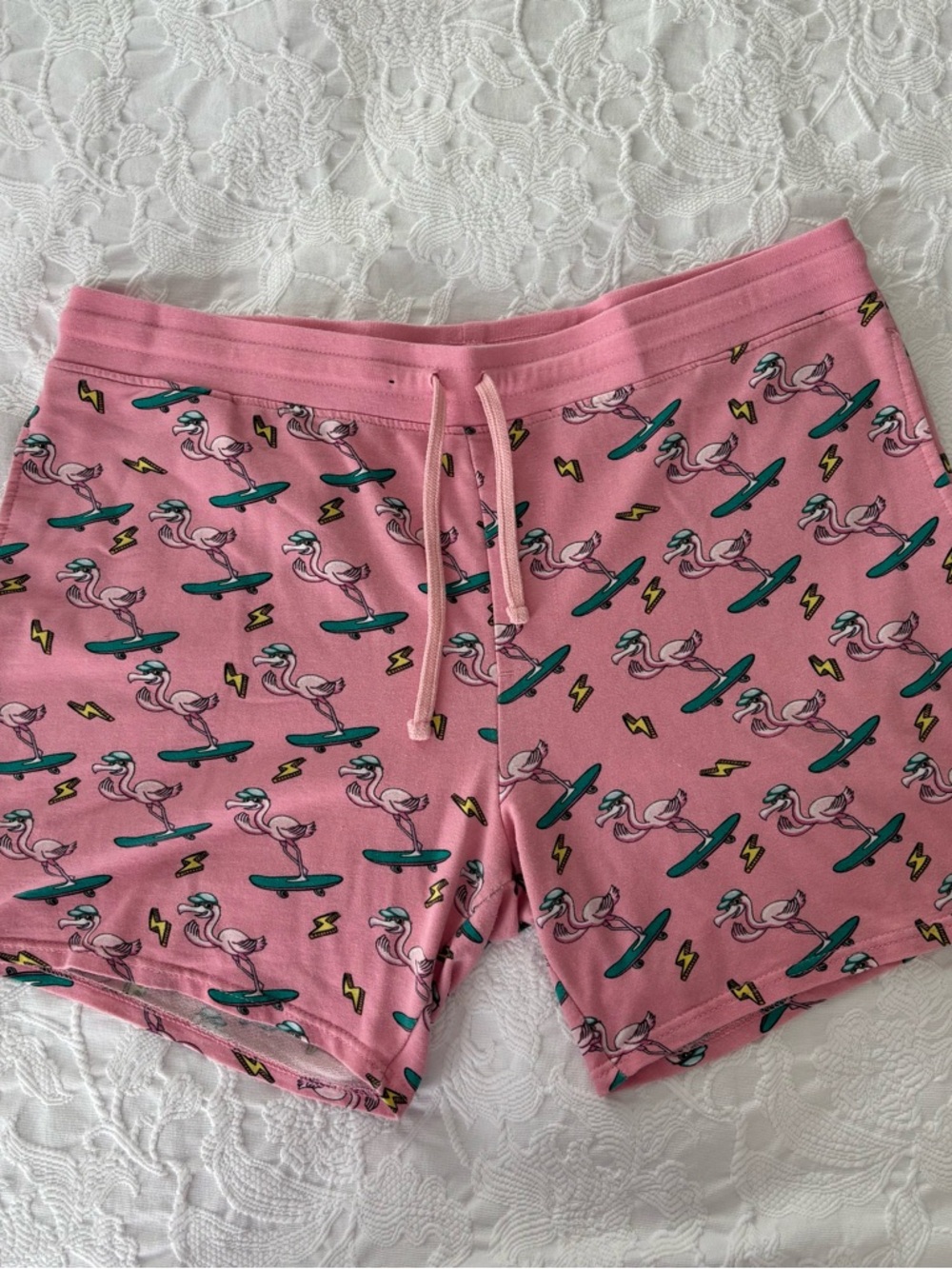 No Boundaries Pink Flamingo Skate Lounge Shorts
